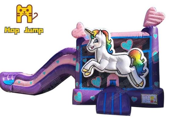 Aufblasbarer Prahler-kombiniertes buntes Unicorn Bounce House With Slides für lustiges